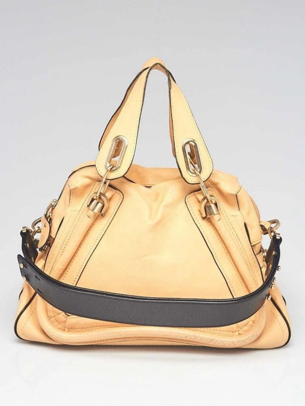 Chloe Beige Leather Medium Paraty Military Bag